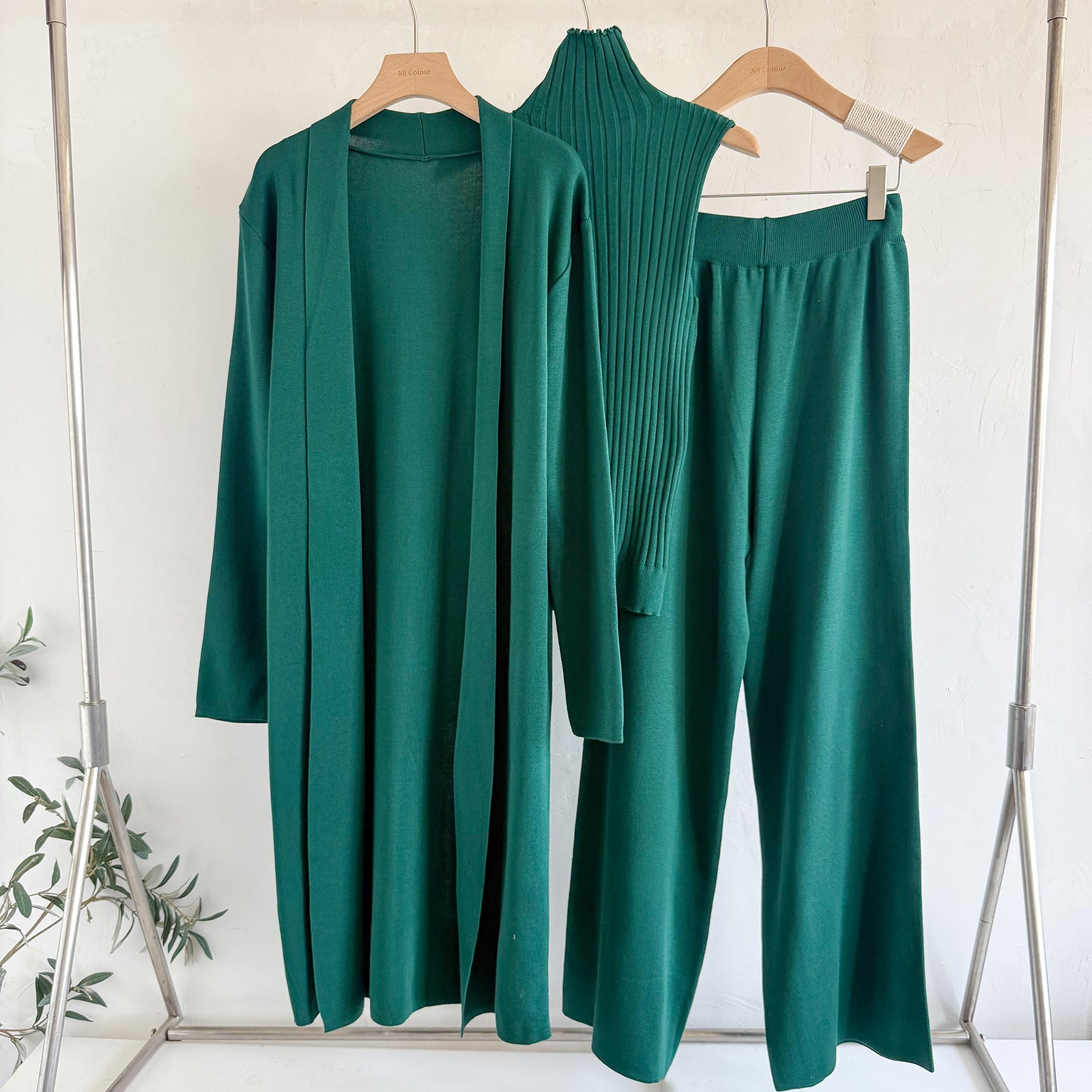 Ensemble trois pièces en maille unie Cross-Border