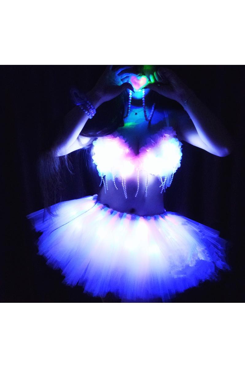 Jupe lumineuse LED, soutien-gorge tutu
