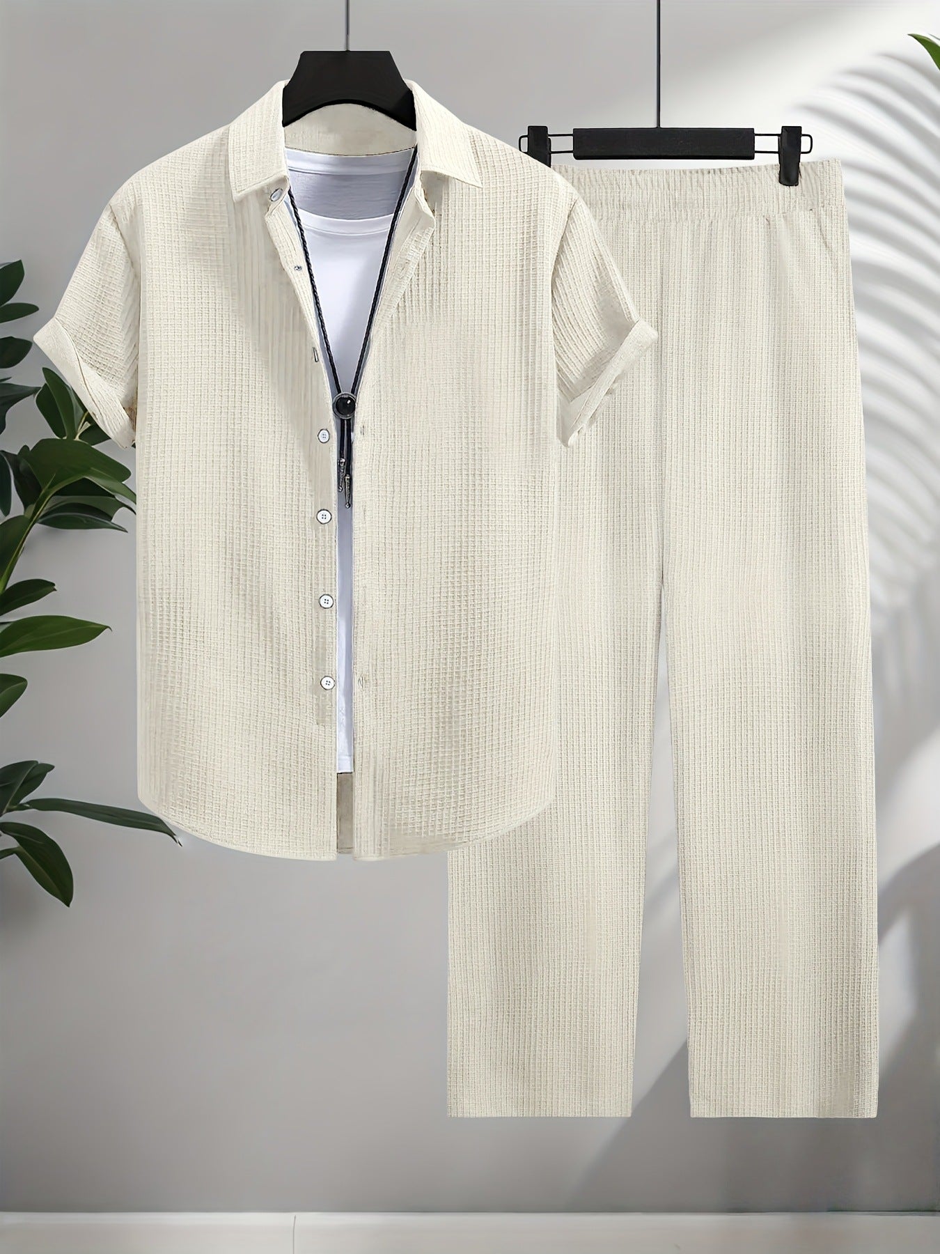 Ensemble chemise et pantalon jacquard