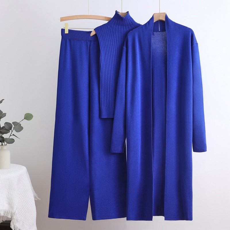 Ensemble trois pièces en maille unie Cross-Border