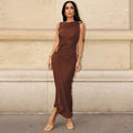 Robe moulante sexy sans manches à fronces