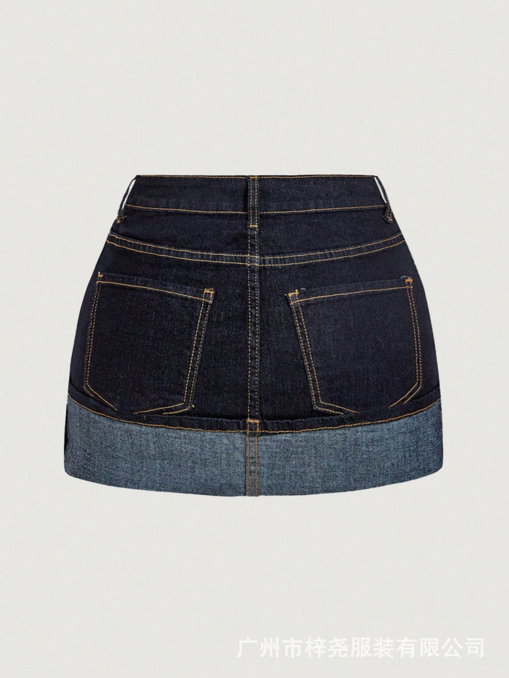 Jupe en jean mini à coutures contrastées pour femme