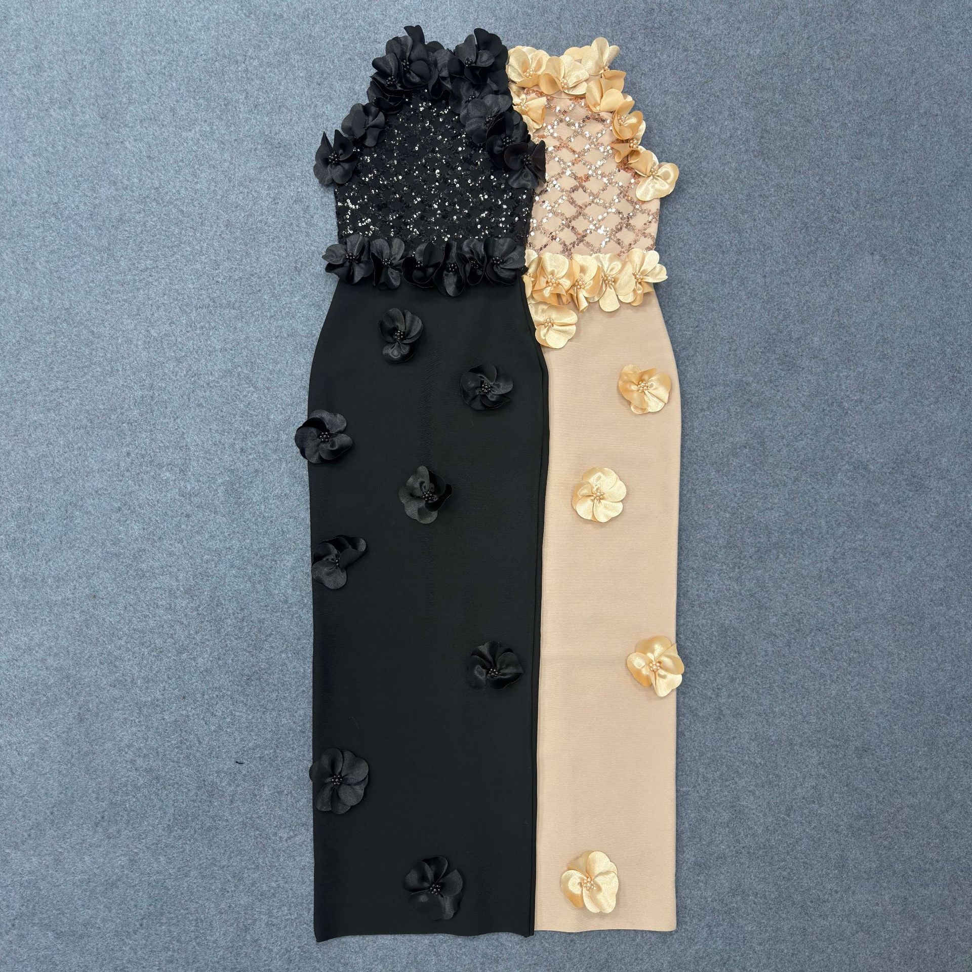 Robe de soirée longue moulante à sequins