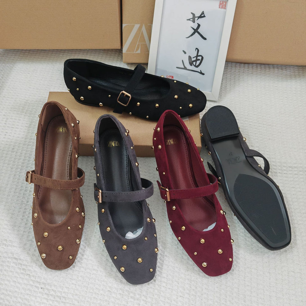 Chaussures Mary Jane à bout rond et petit talon plat
