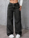 Jean noir à jambes larges pour femme