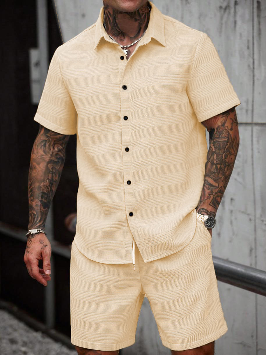Ensemble chemise et short jacquard uni
