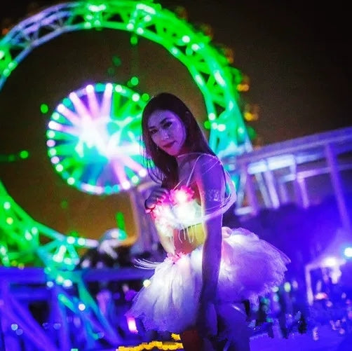 Jupe lumineuse LED, soutien-gorge tutu
