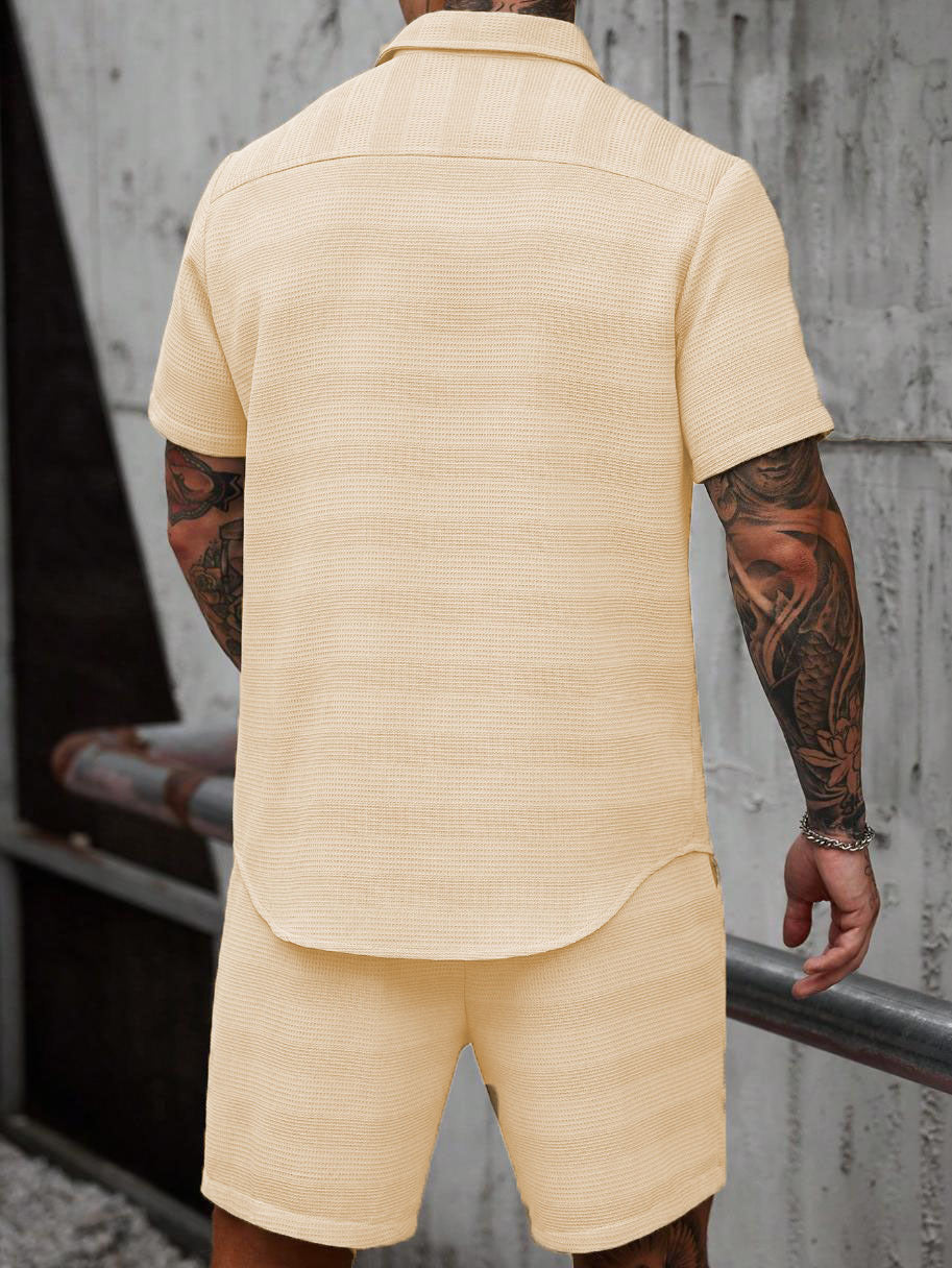 Ensemble chemise et short jacquard uni