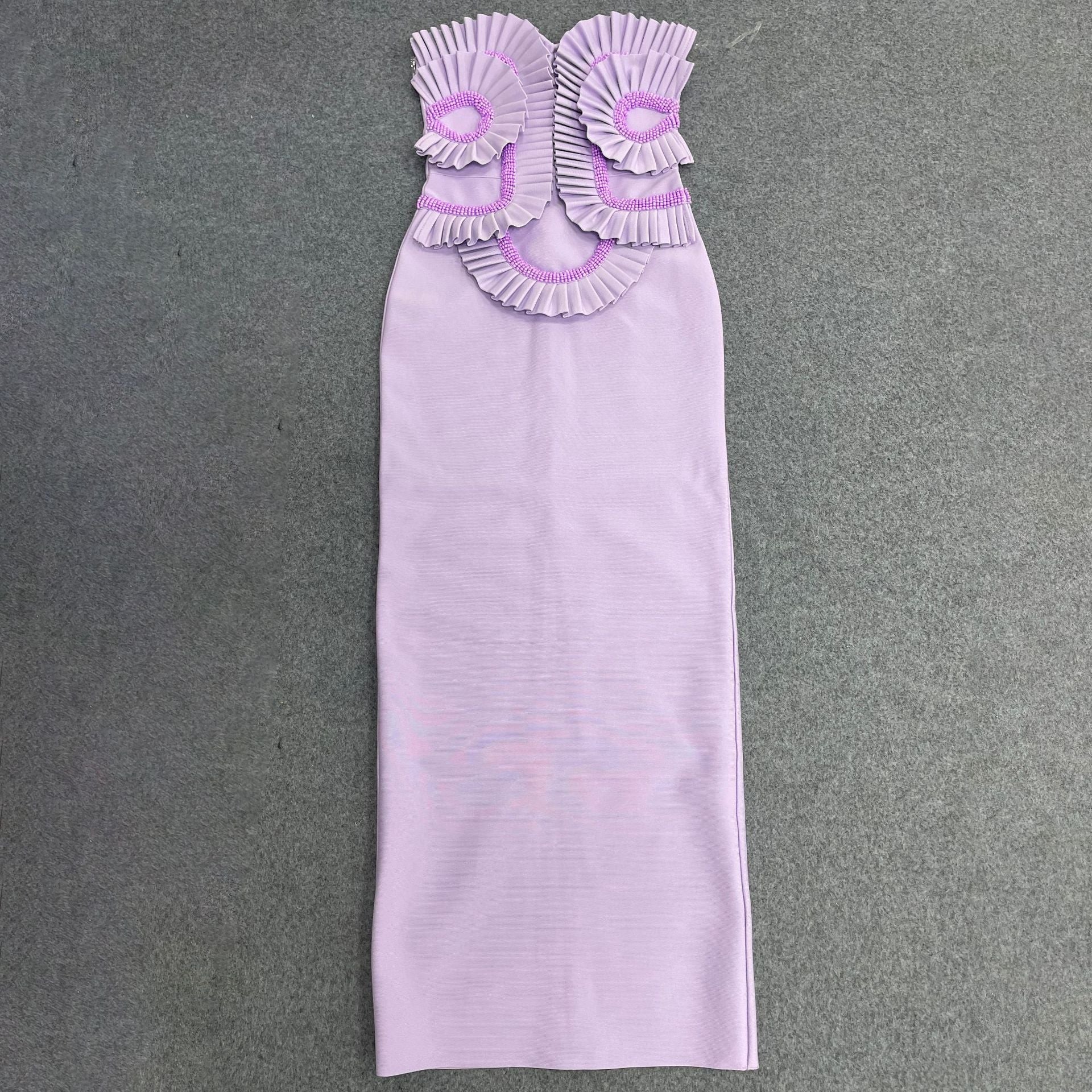 Robe de soirée sexy à jupe longue plissée en dentelle