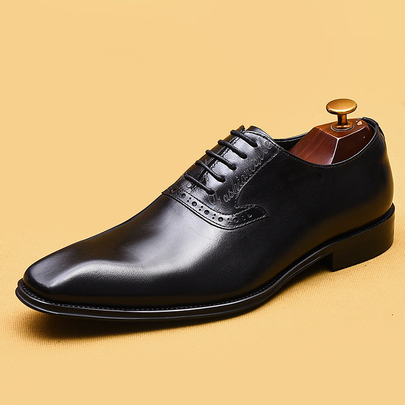 Chaussures habillées pour homme, style Oxford pointu en cuir