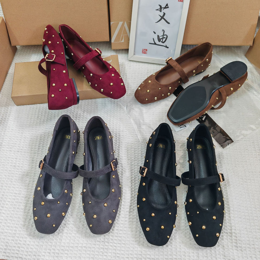 Chaussures Mary Jane à bout rond et petit talon plat
