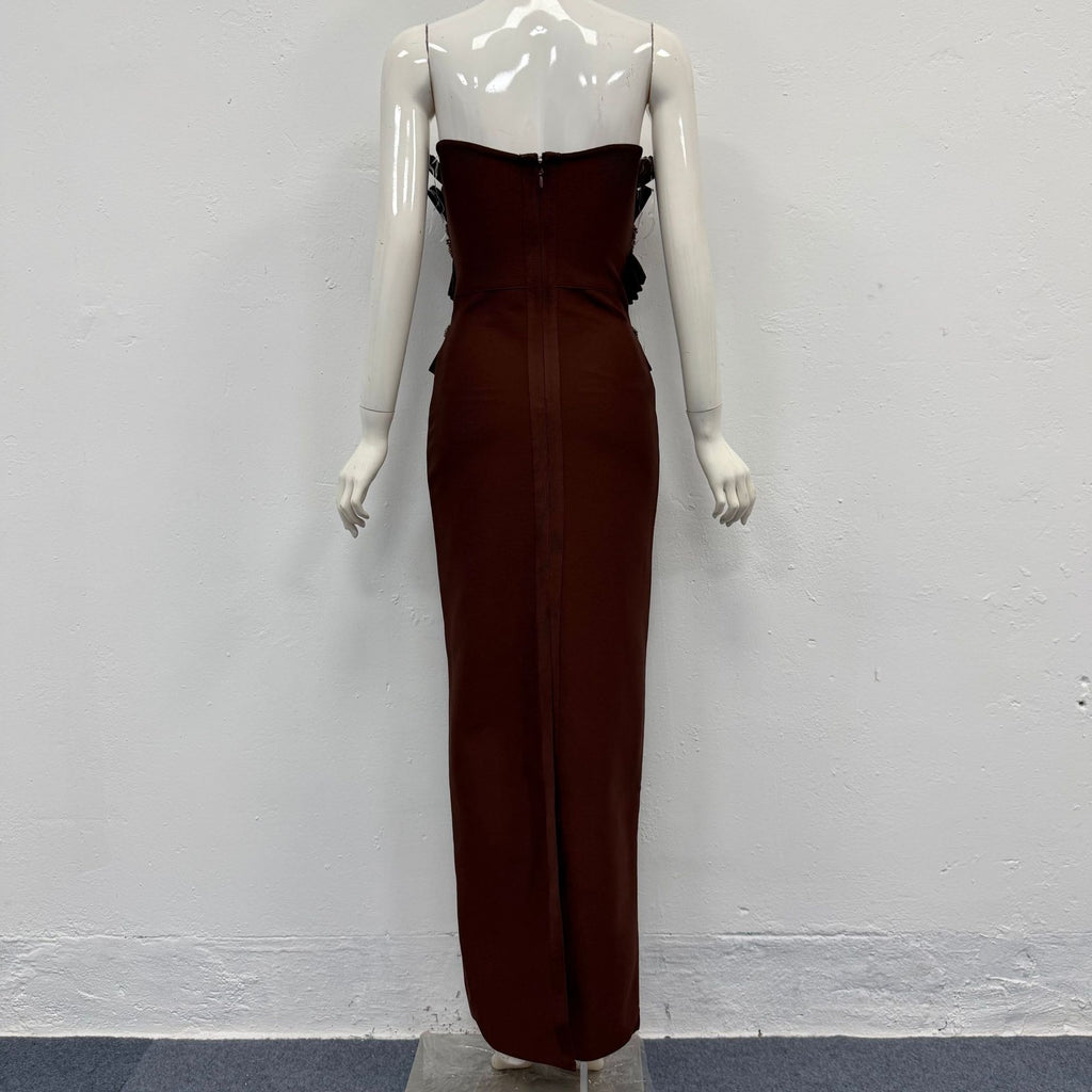 Robe de soirée sexy à jupe longue plissée en dentelle