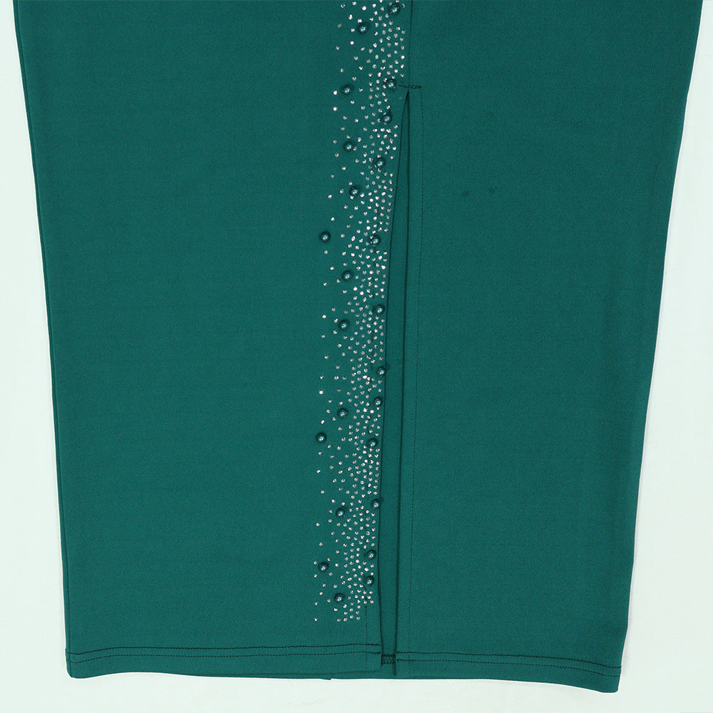 Robe longue à manches bouffantes et col en V