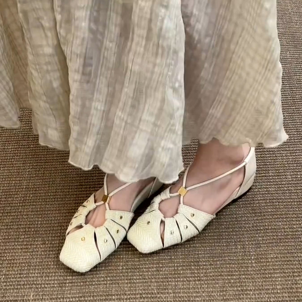 Chaussures Mary Jane à bout carré et rivets style français
