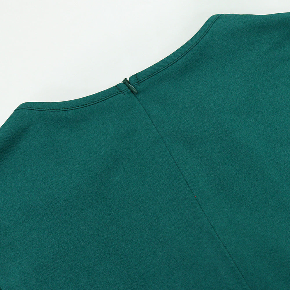 Robe longue à manches bouffantes et col en V