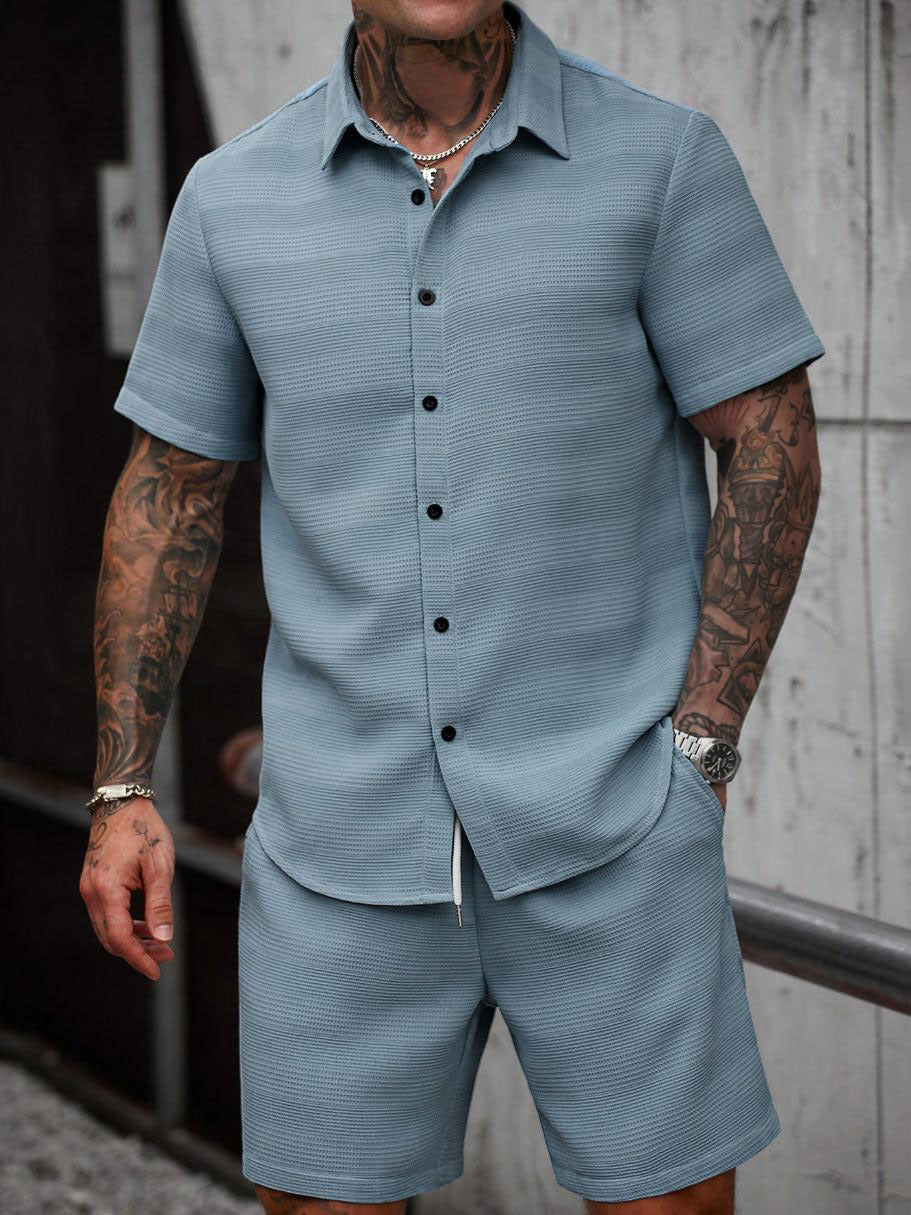 Ensemble chemise et short jacquard uni