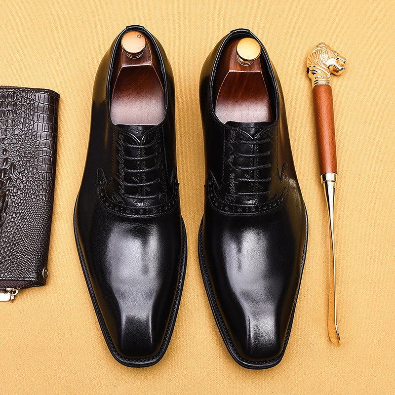 Chaussures habillées pour homme, style Oxford pointu en cuir