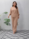 Ensemble pantalon ample à col V