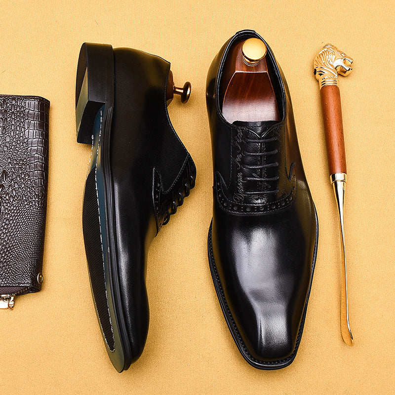 Chaussures habillées pour homme, style Oxford pointu en cuir
