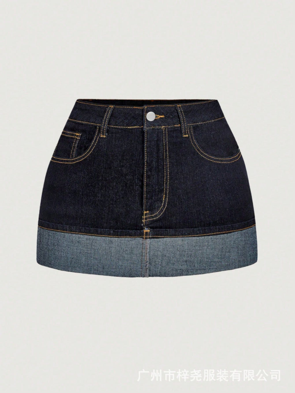 Jupe en jean mini à coutures contrastées pour femme