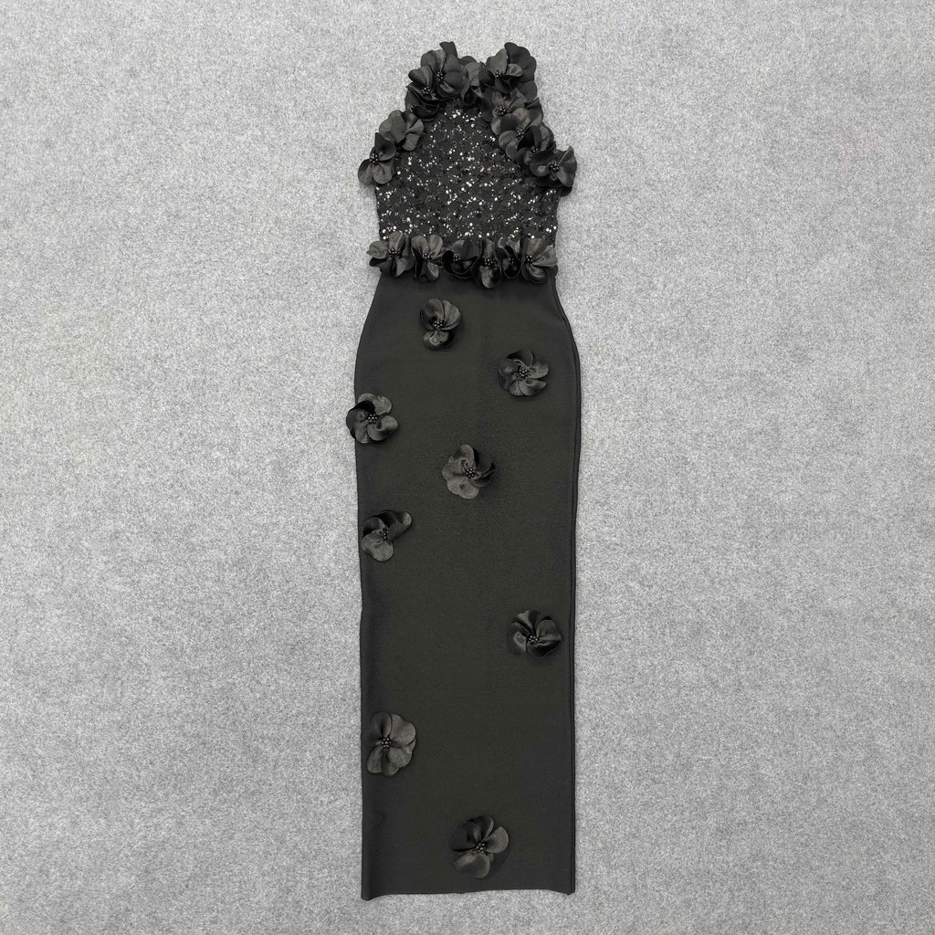Robe de soirée longue moulante à sequins