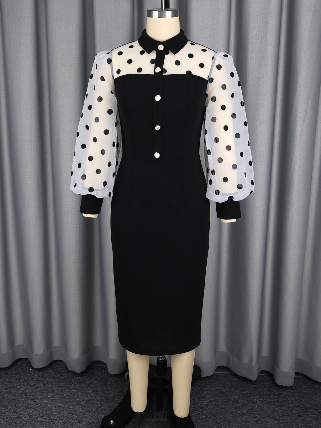 Robe grande taille à pois patchwork