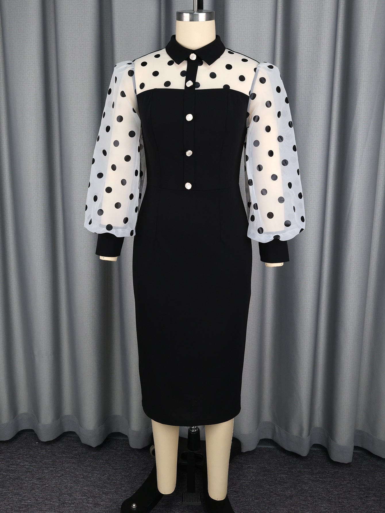 Robe grande taille à pois patchwork
