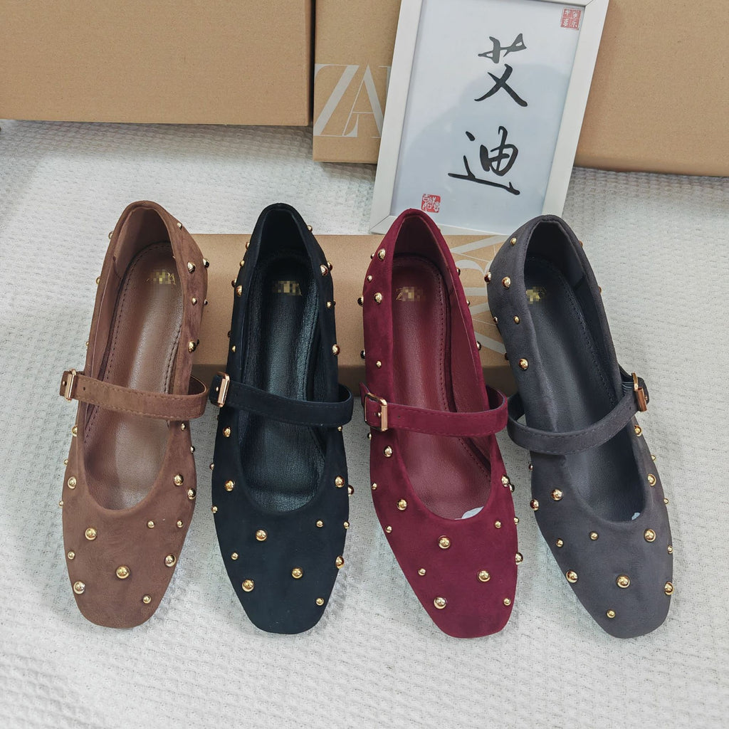 Chaussures Mary Jane à bout rond et petit talon plat