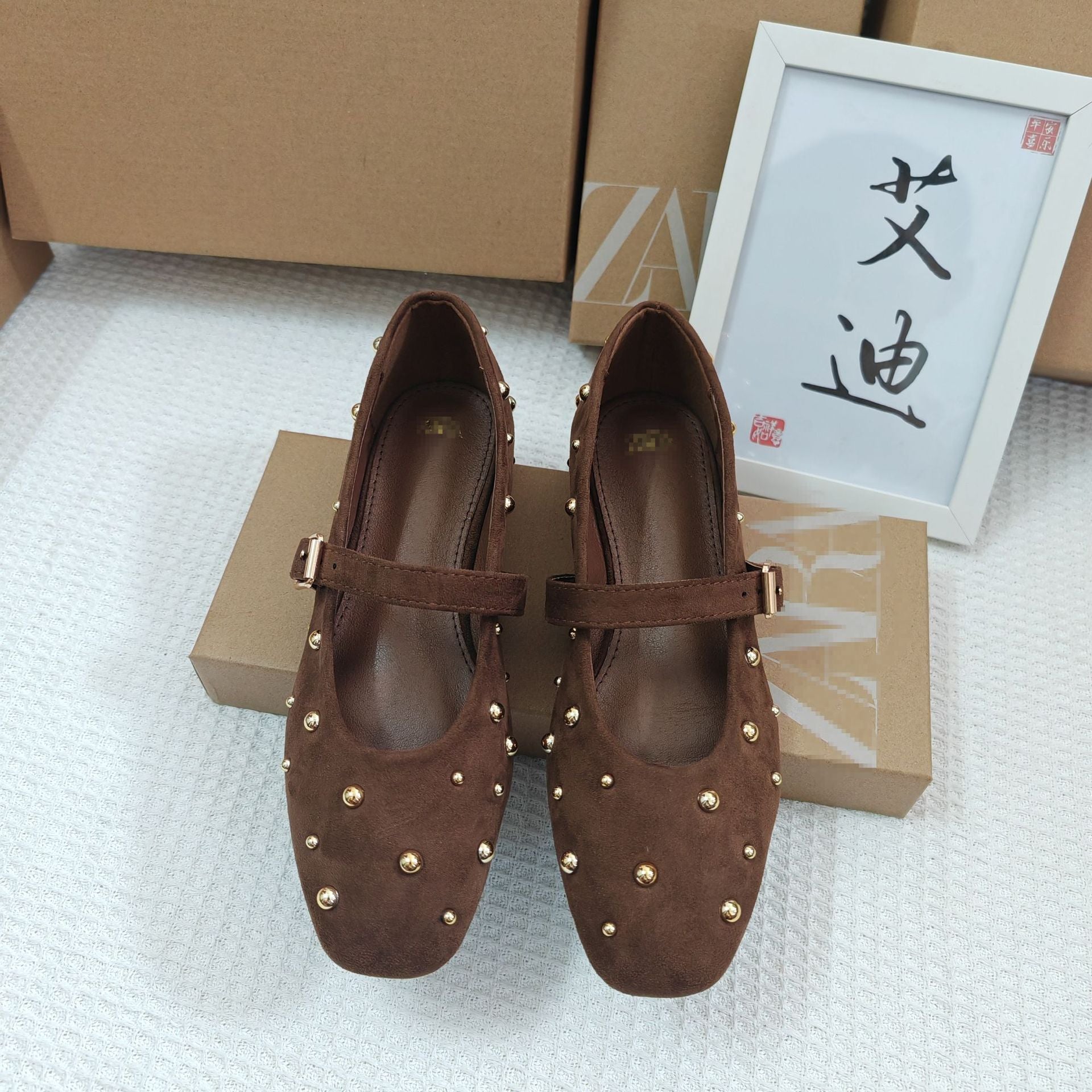 Chaussures Mary Jane à bout rond et petit talon plat