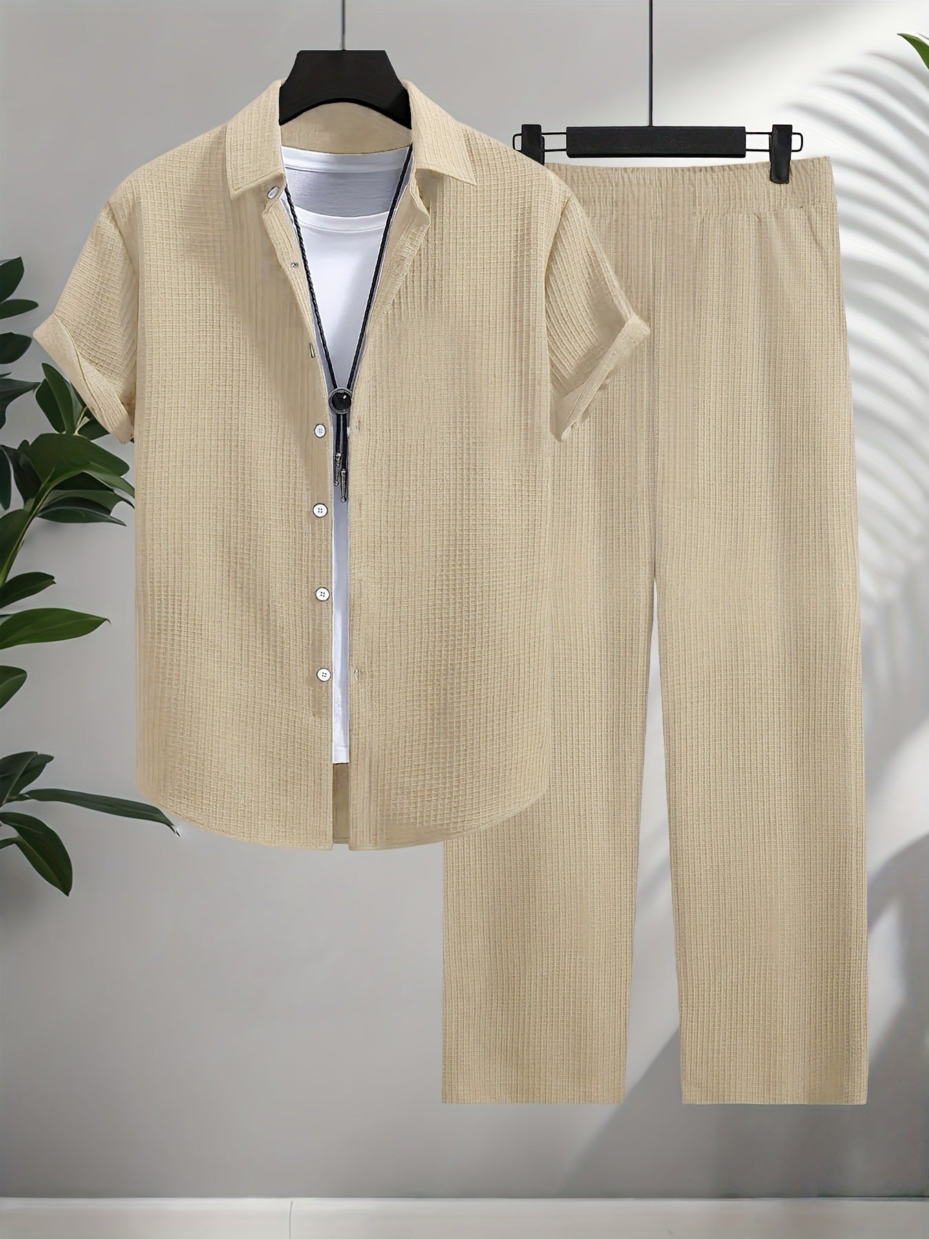 Ensemble chemise et pantalon jacquard