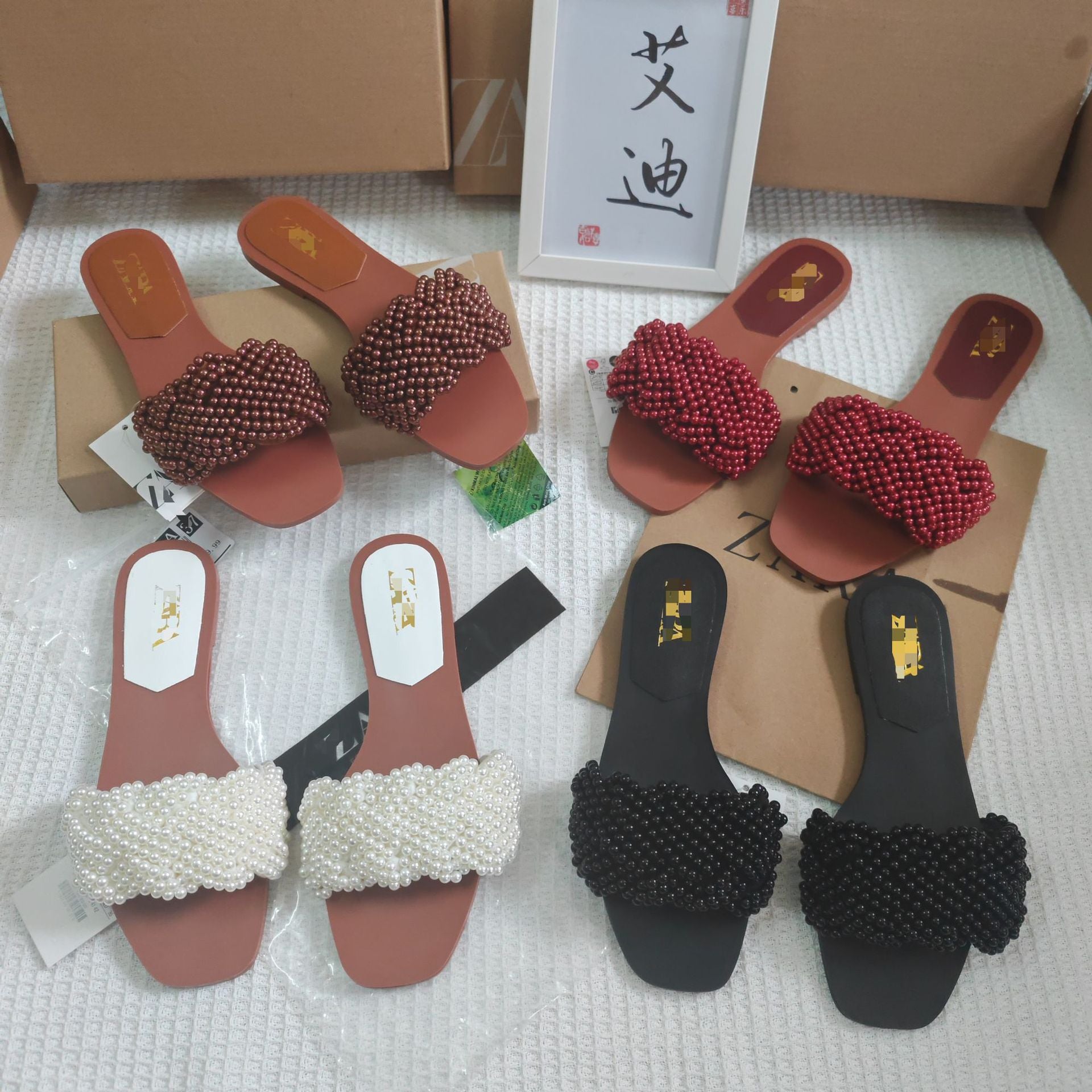 Sandales plates Za Original pour femmes