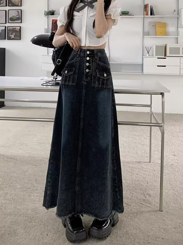 Jupe en jean rétro américaine, grande taille