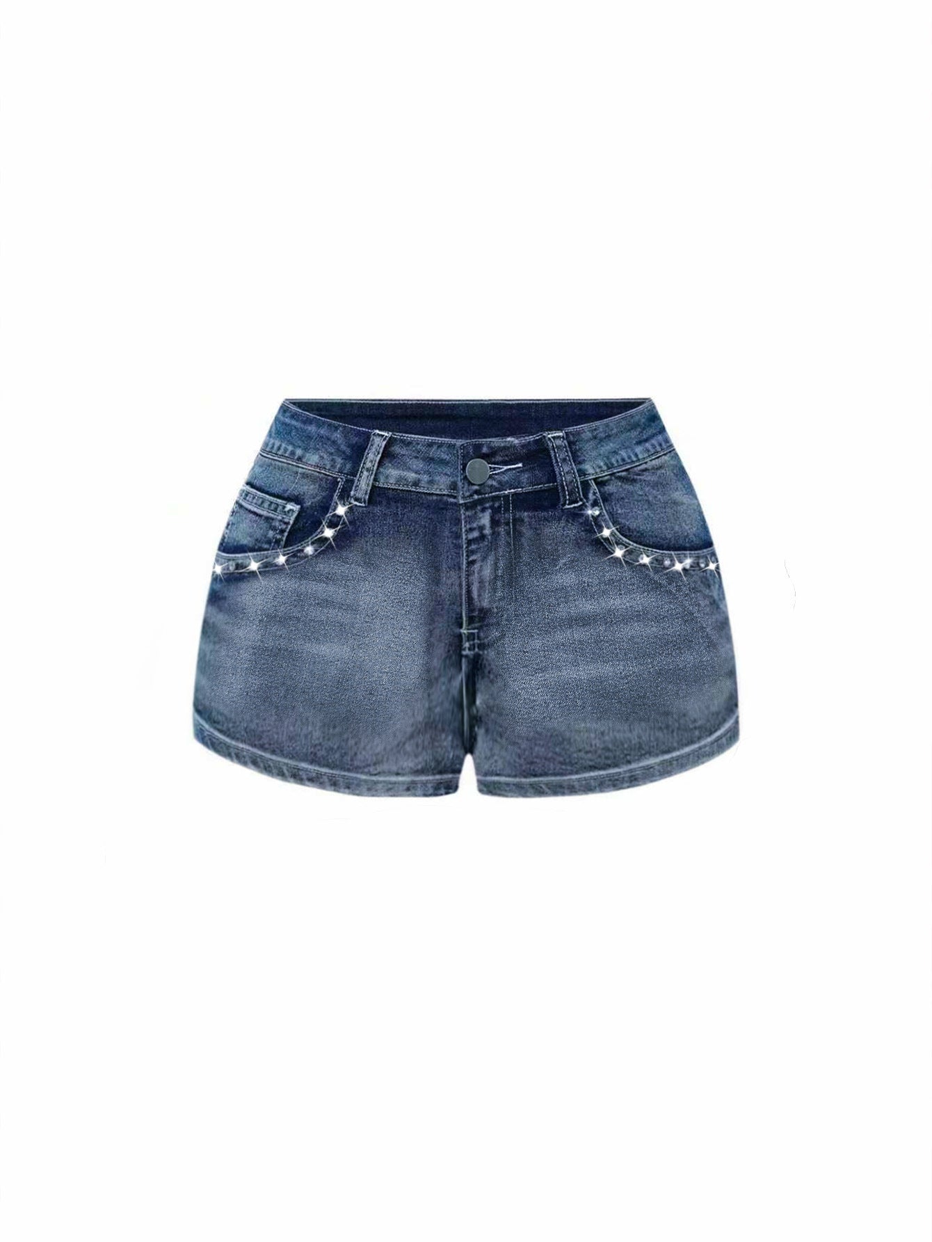 Short en jean Betty Cartoon brodé de strass pour femme