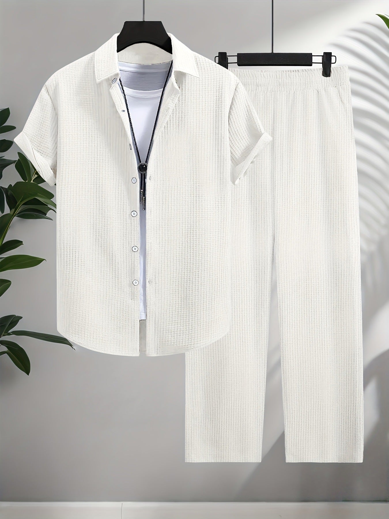 Ensemble chemise et pantalon jacquard