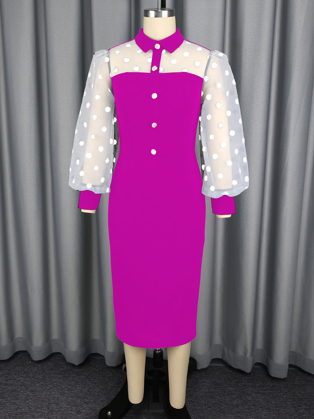 Robe grande taille à pois patchwork