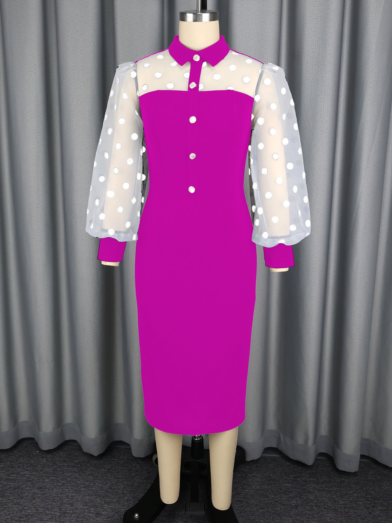 Robe grande taille à pois patchwork