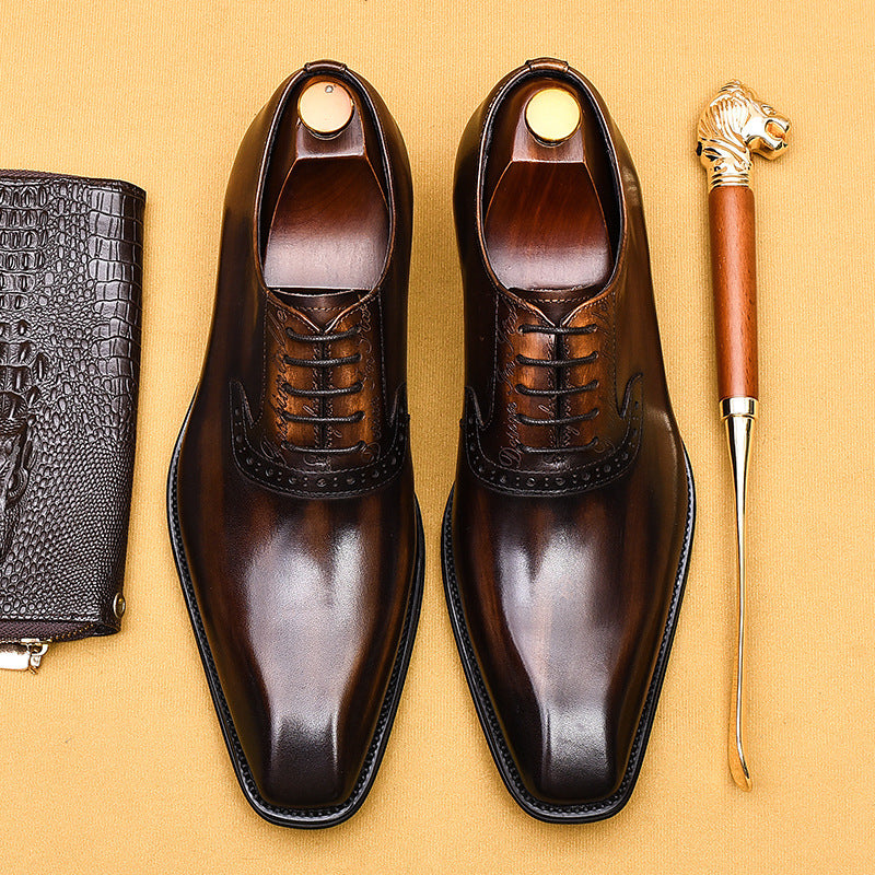 Chaussures habillées pour homme, style Oxford pointu en cuir