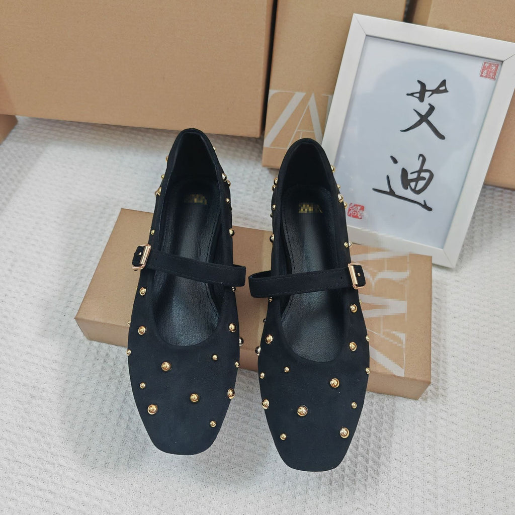 Chaussures Mary Jane à bout rond et petit talon plat