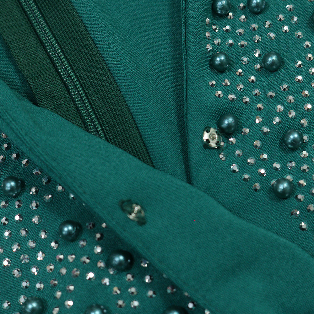 Robe longue à manches bouffantes et col en V