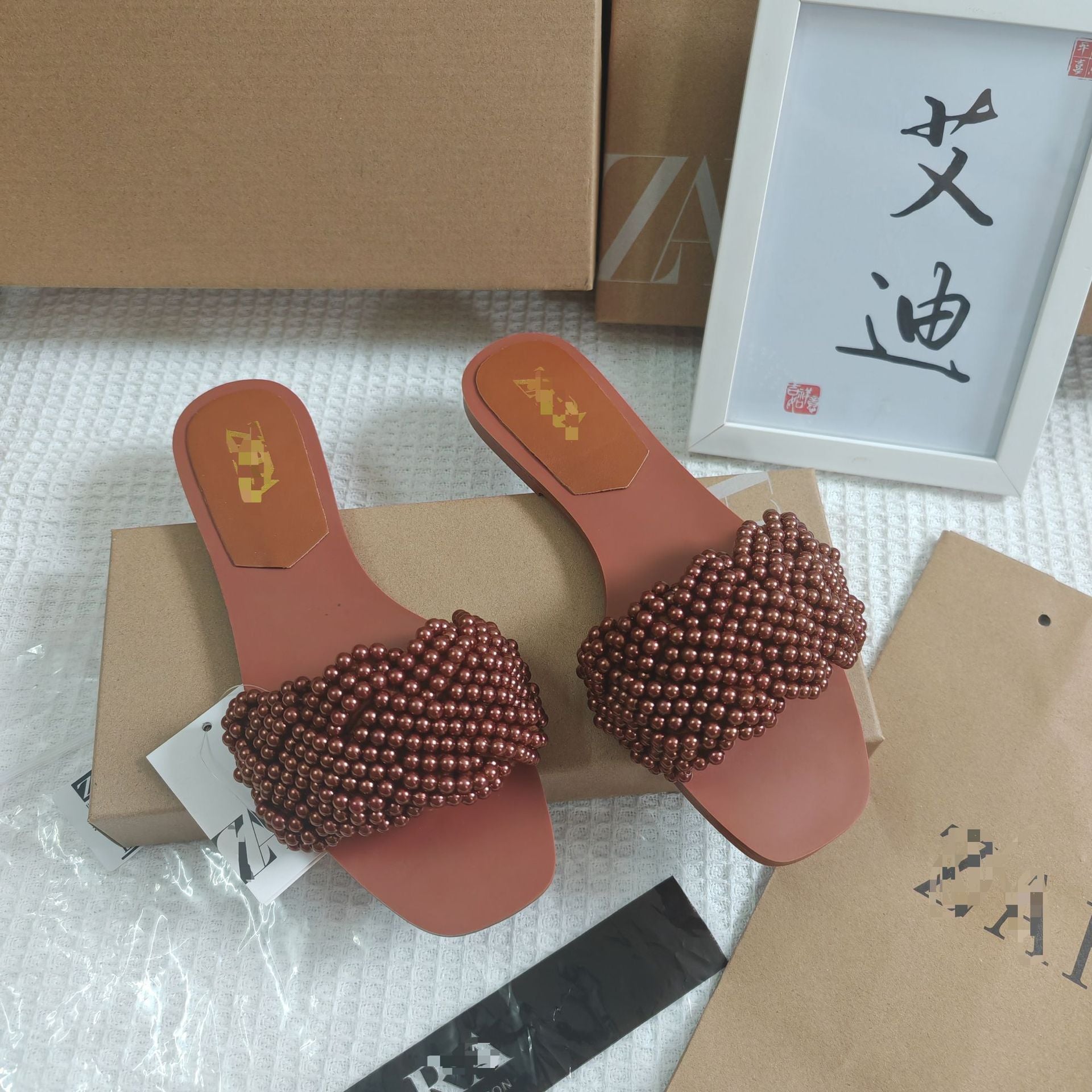 Sandales plates Za Original pour femmes