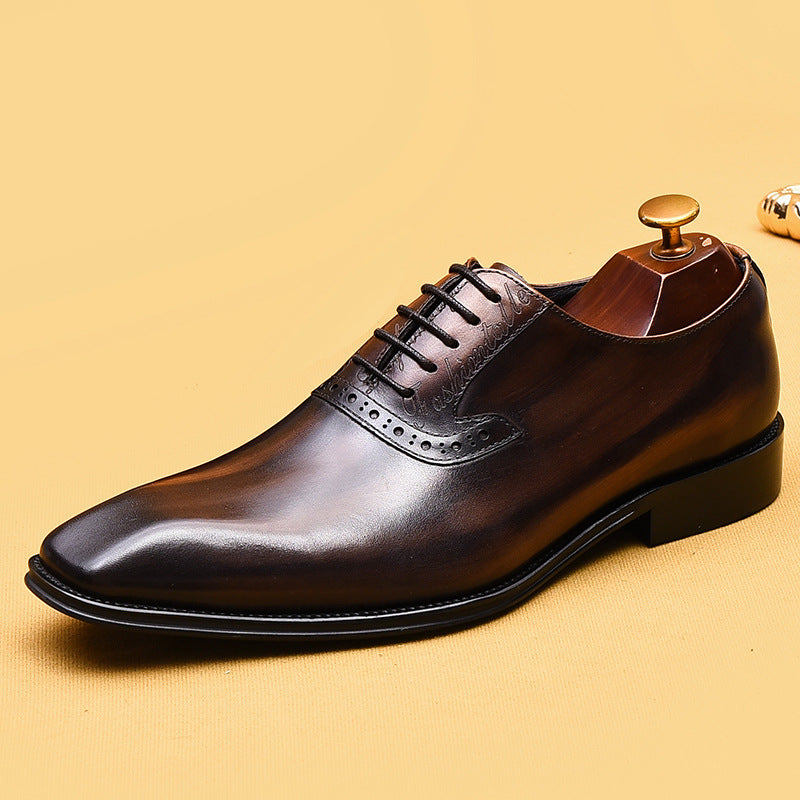 Chaussures habillées pour homme, style Oxford pointu en cuir