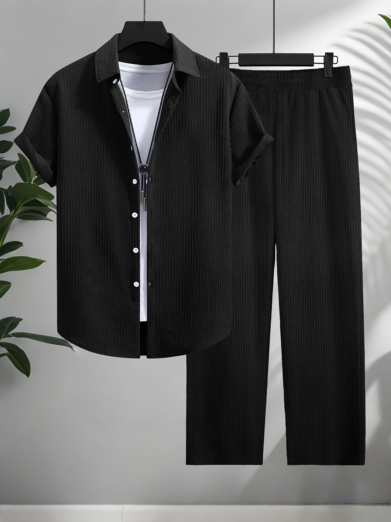 Ensemble chemise et pantalon jacquard