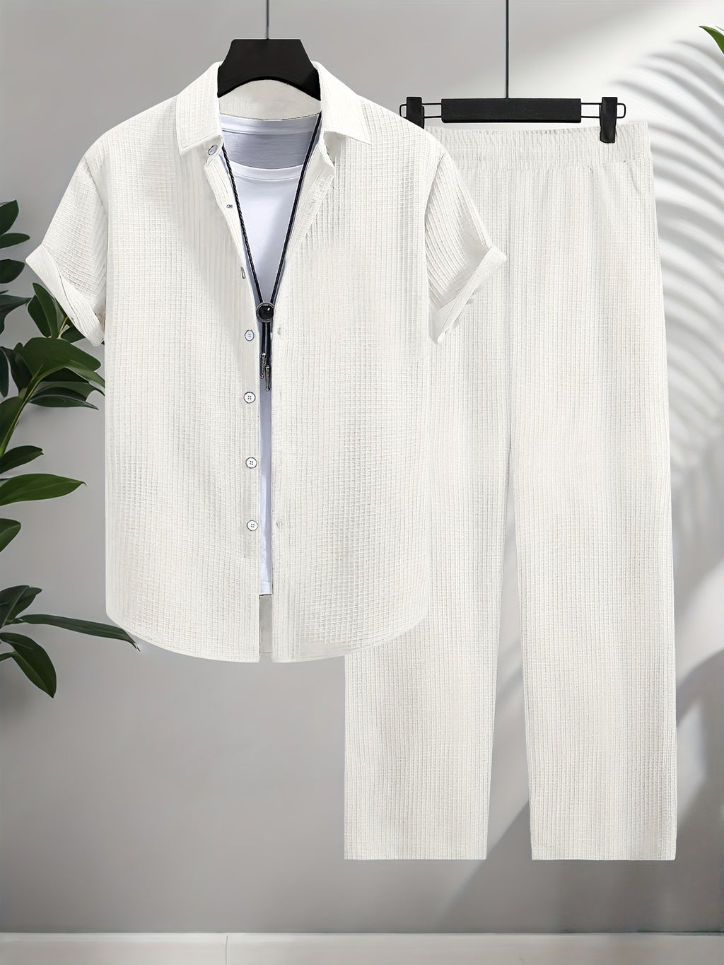 Ensemble chemise et pantalon jacquard