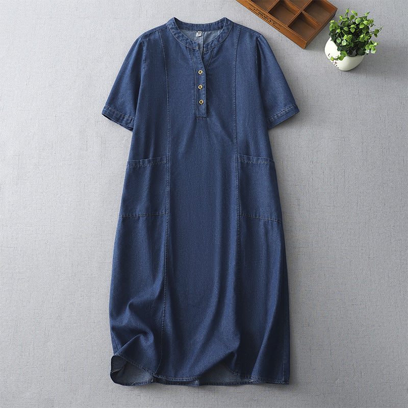 Robe de travail en denim style coréen