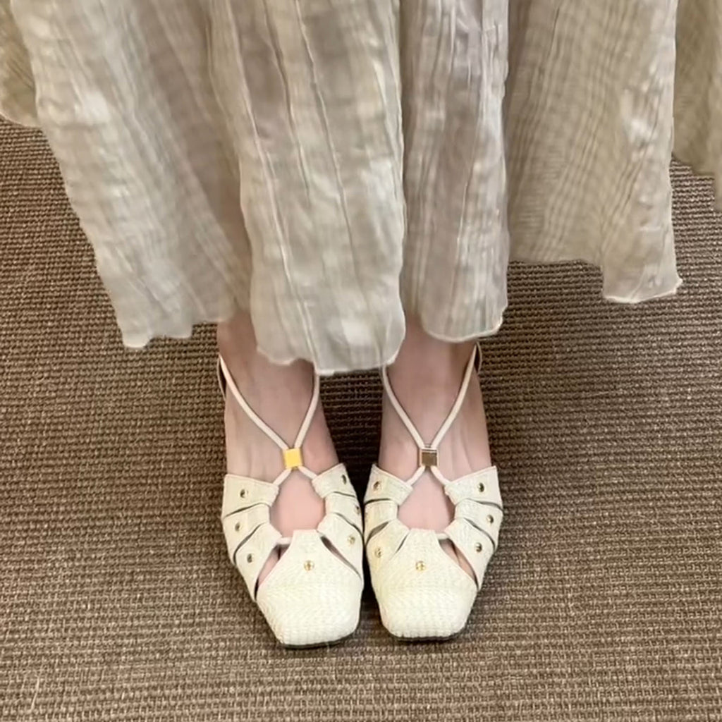 Chaussures Mary Jane à bout carré et rivets style français