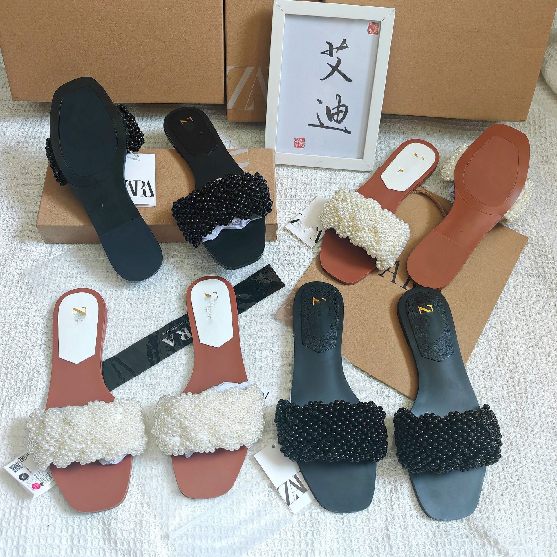 Sandales plates Za Original pour femmes
